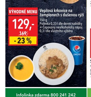 Vepřová krkovice se žampiony s dušenou rýží