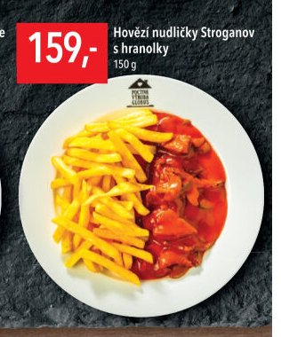 Hovězí nudličky Stroganov s hranolky