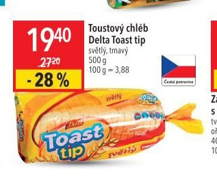 Toustový chléb Delta Toast tip