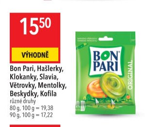 Bon Pari, Hašlerky, Klokanky, Slavia, Větrovky, Mentolky, Beskydky, Kofila