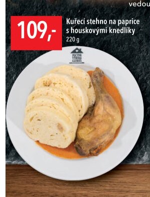 Kuřecí stehno na paprice s houskovými knedlíky