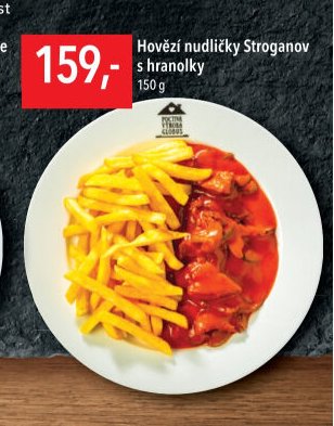 Hovězí nudličky Stroganov s hranolky
