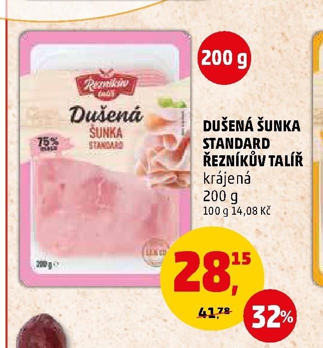 DUŠENÁ ŠUNKA STANDARD ŘEZNÍKŮV TALÍŘ 200 g