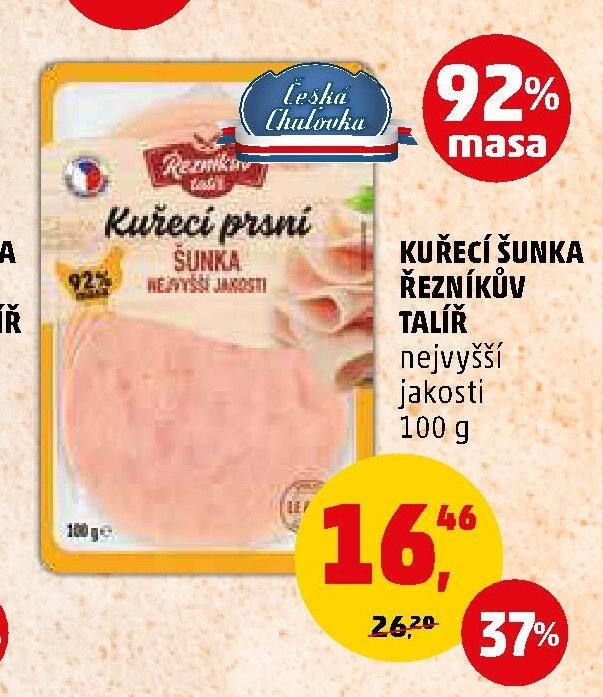 KUŘECÍ ŠUNKA ŘEZNÍKŮV TALÍŘ nejvyšší jakosti 100 g