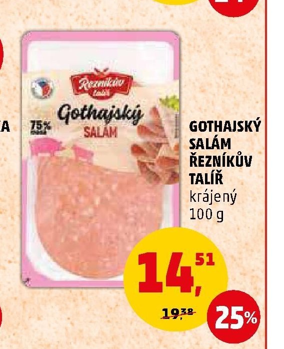 GOTHAJSKÝ SALÁM ŘEZNÍKŮV TALÍŘ krájený 100 g