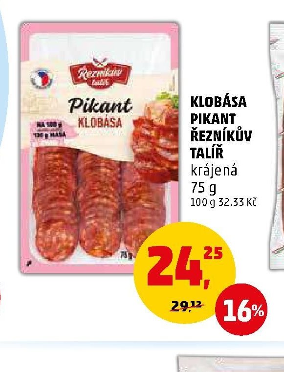 KLOBÁSA PIKANT ŘEZNÍKŮV TALÍŘ krájená