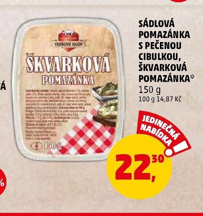 Sádlová pomazánka s pečenou cibulkou, škvarková pomazánka