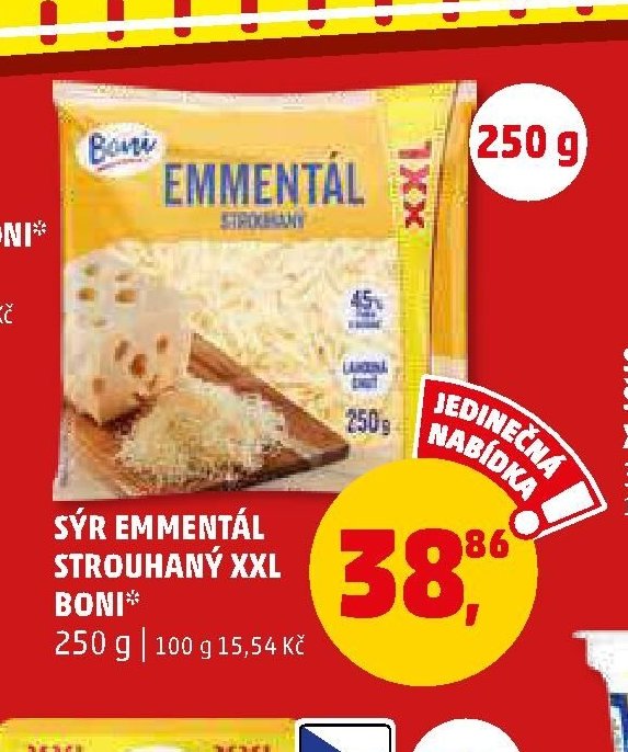 Sýr Emmentál strouhaný XXL Boni