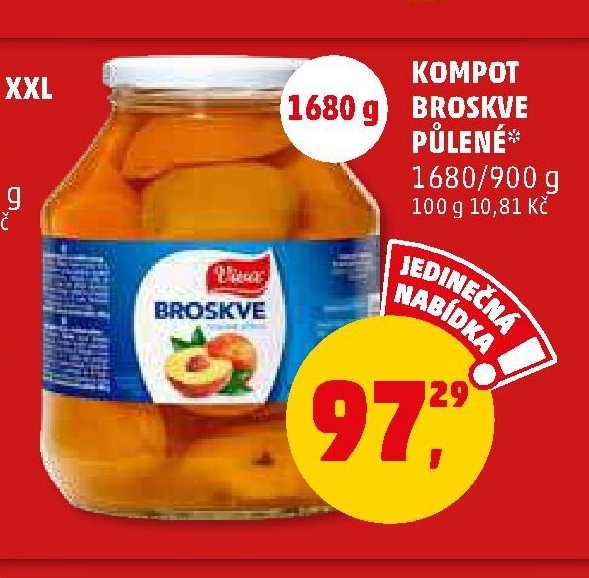 KOMPOT BROSKVE PŮLENÉ KARLOVA KORUNA