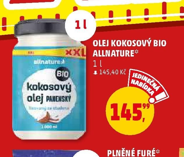 Olej kokosový BIO Allnature