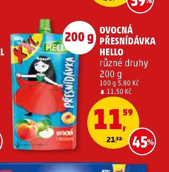 Ovocná přesnídávka Hello různé druhy