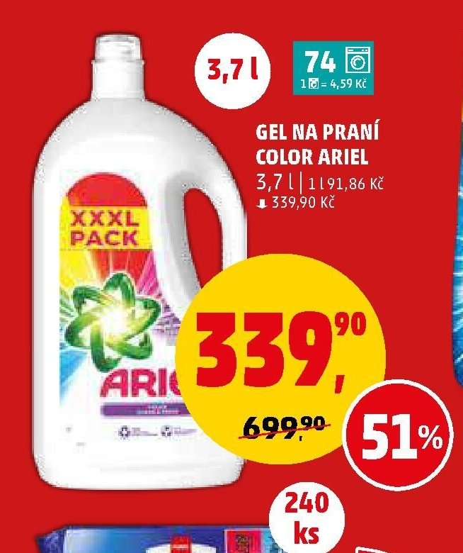 Gel na praní Color Ariel 3,7 l