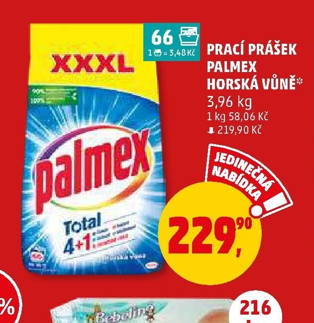 Prací prášek Palmex Horská vůně 3,96 kg