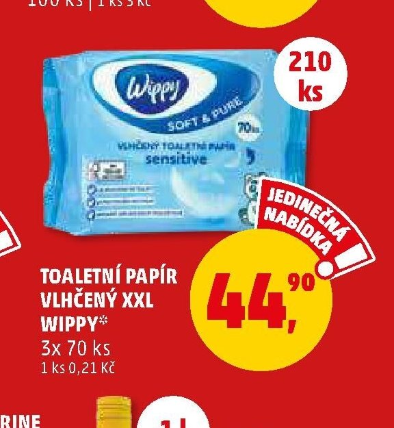 Toaletní papír vlhčený XXL Wippy 3x 70 ks