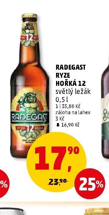 Radegast Ryze Hořká 12 světlý ležák 0,5 l