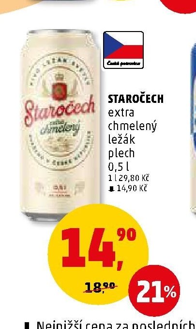 Staročech extra chmelený ležák plech 0,5 l