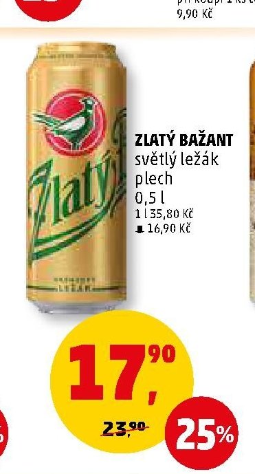 Zlatý Bažant světlý ležák plech 0,5 l