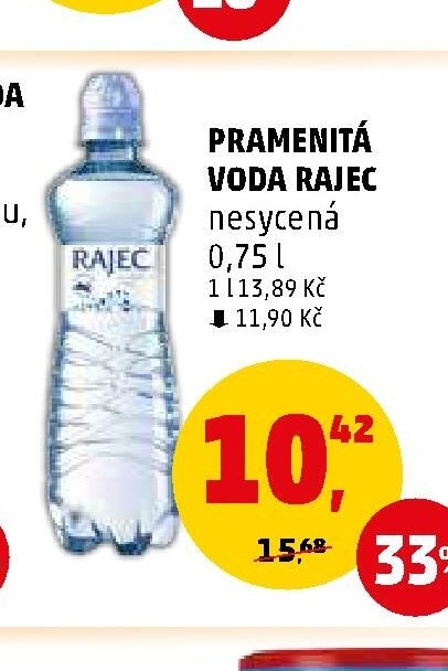 Pramenitá voda Rajec nesycená