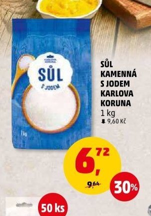 SŮL KAMENNÁ S JODEM KARLOVA KORUNA 1 kg