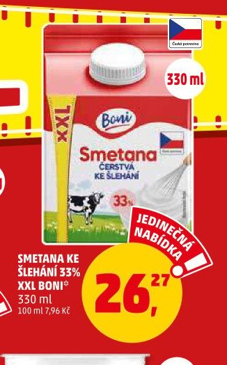 SMETANA KE ŠLEHÁNÍ 33% XXL BONI*