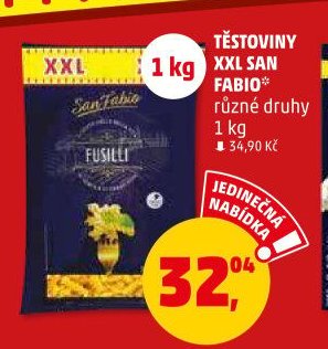 TĚSTOVINY XXL SAN FABIO různé druhy 1 kg