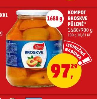 KOMPOT BROSKVE PŮLENÉ 1680/900 g
