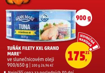 TUŇÁK FILETY XXL GRAND MARE ve slunečnicovém oleji 900/650 g