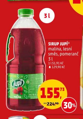 SIRUP JUPÍ malina, lesní směs, pomeranč 3 l