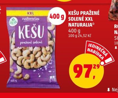 KEŠU PRAŽENÉ SOLENÉ XXL NATURALIA 400 g
