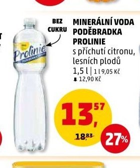 MINERÁLNÍ VODA PODĚBRADKA PROLINIE s příchutí citronu, lesních plodů 1,5 l