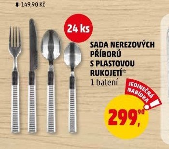 SADA NEREZOVÝCH PŘÍBORŮ S PLASTOVOU RUKOJETÍ