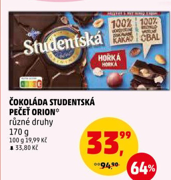 Čokoláda Studentská pečeť Orion