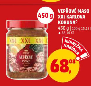 Maso vepřové ve vlastní šťávě ve sklenici Karlova Koruna
