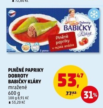 Papriky plněné v rajské omáčce mražené Dobroty babičky Kláry