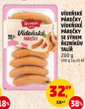 Vídeňské párečky Řezníkův talíř