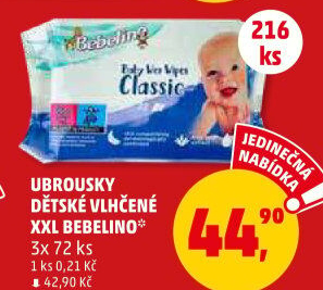 Vlhčené ubrousky dětské Bebelino