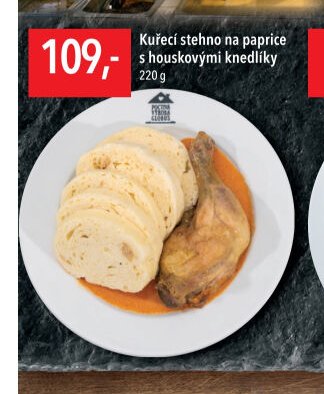 Kuřecí stehno na paprice s houskovými knedlíky