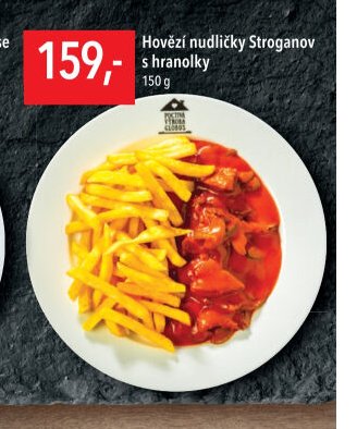 Hovězí nudličky Stroganov s hranolky