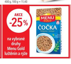Menu Gold čočka