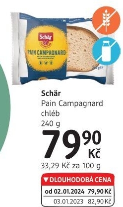 Chléb bez lepku Pain Campagnard Schär