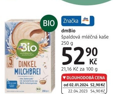 Špaldová mléčná kaše dm Bio