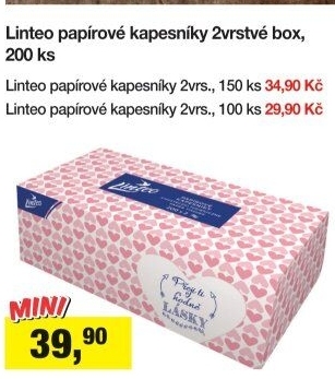 Papírové kapesníčky 2vrstvé Linteo - box