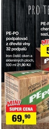 Podpalovač z dřevité vlny Pe-po