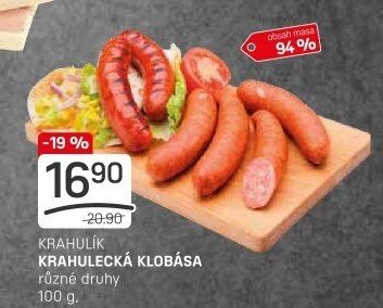 KRAHULÍK KRAHULECKÁ KLOBÁSA různé druhy 100 g