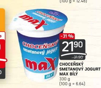 CHOCEŇSKÝ SMETANOVÝ JOGURT MAX BÍLÝ