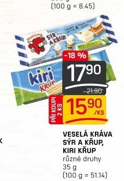 VESELÁ KRÁVA SÝR A KŘUP, KIRI KŘUP různé druhy