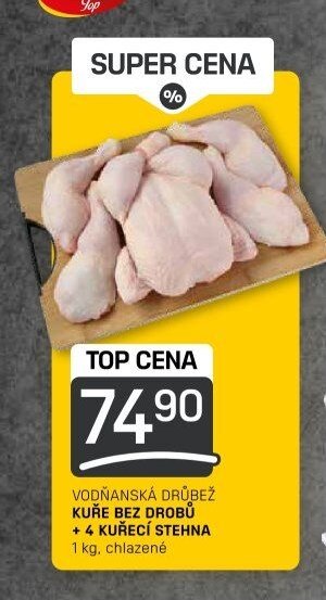 VODŇANSKÁ DRŮBEŽ KUŘE BEZ DROBŮ + 4 KUŘECÍ STEHNA