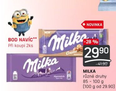 MILKA různé druhy 85 - 100 g