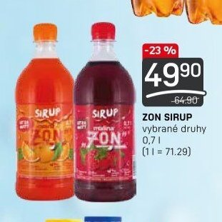ZON SIRUP vybrané druhy