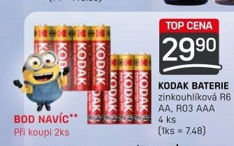 KODAK BATERIE zinkouhlíková R6 AA, R03 AAA 4 ks